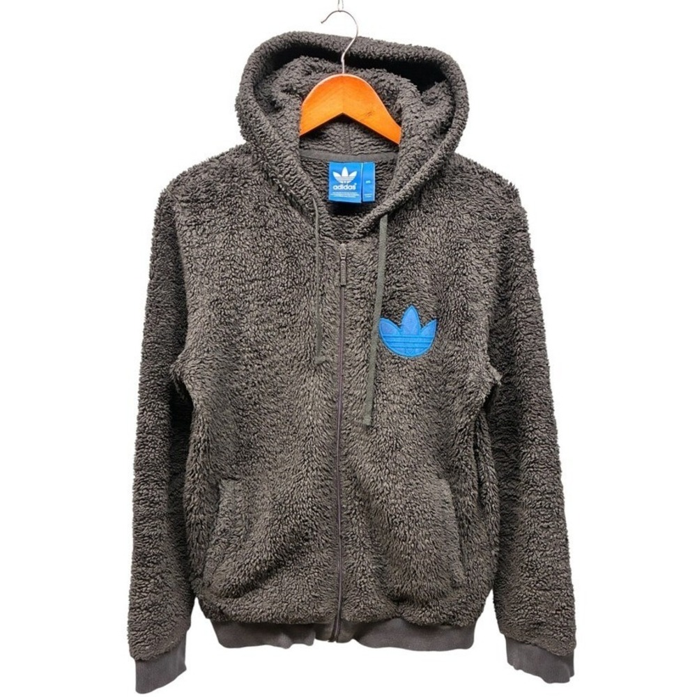 Adidas Originals Boa Sherpa Fleece Jacket Mens S Black Trefoil Full Zip Hoodie